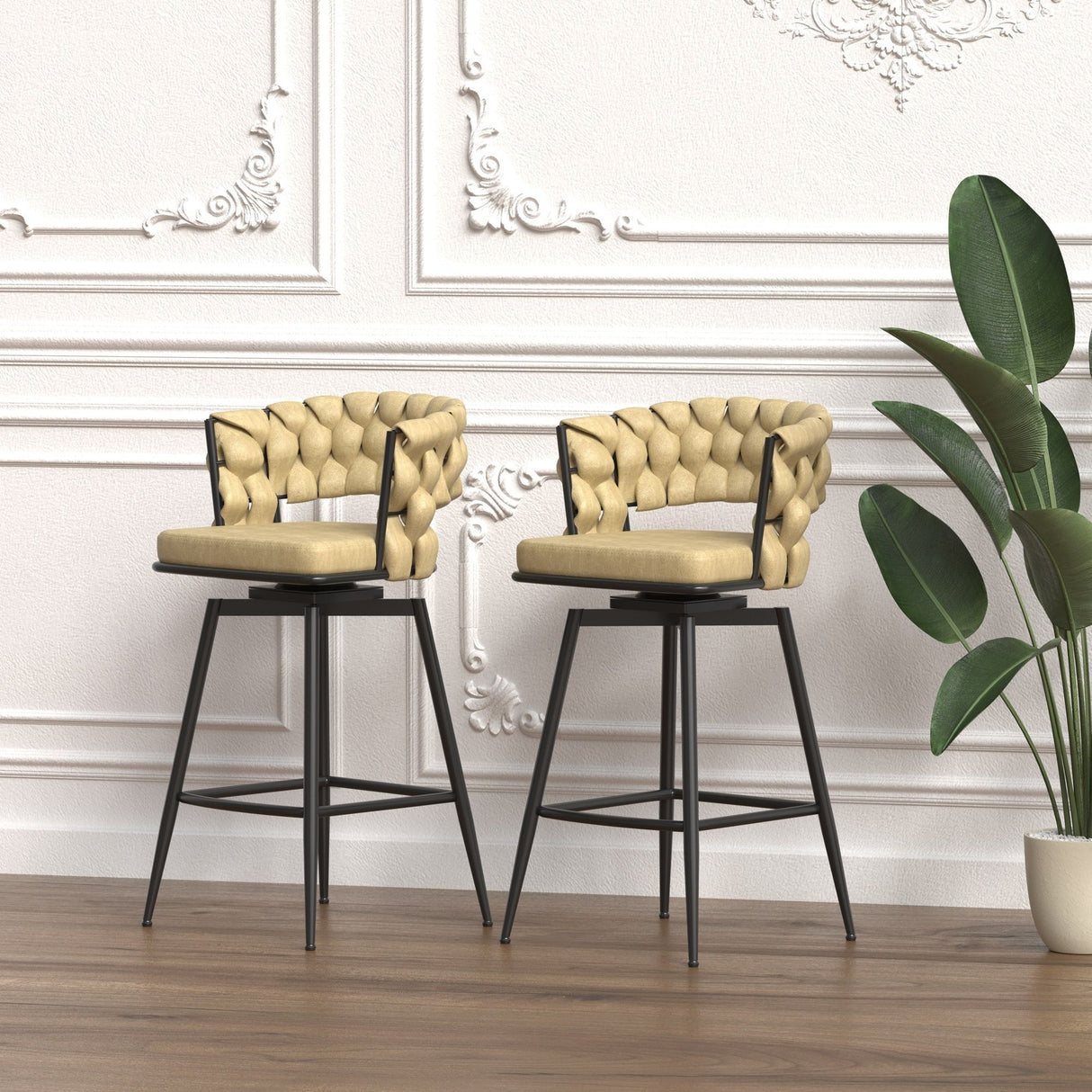 Bar Stool 360 Swivel With Back Footrest