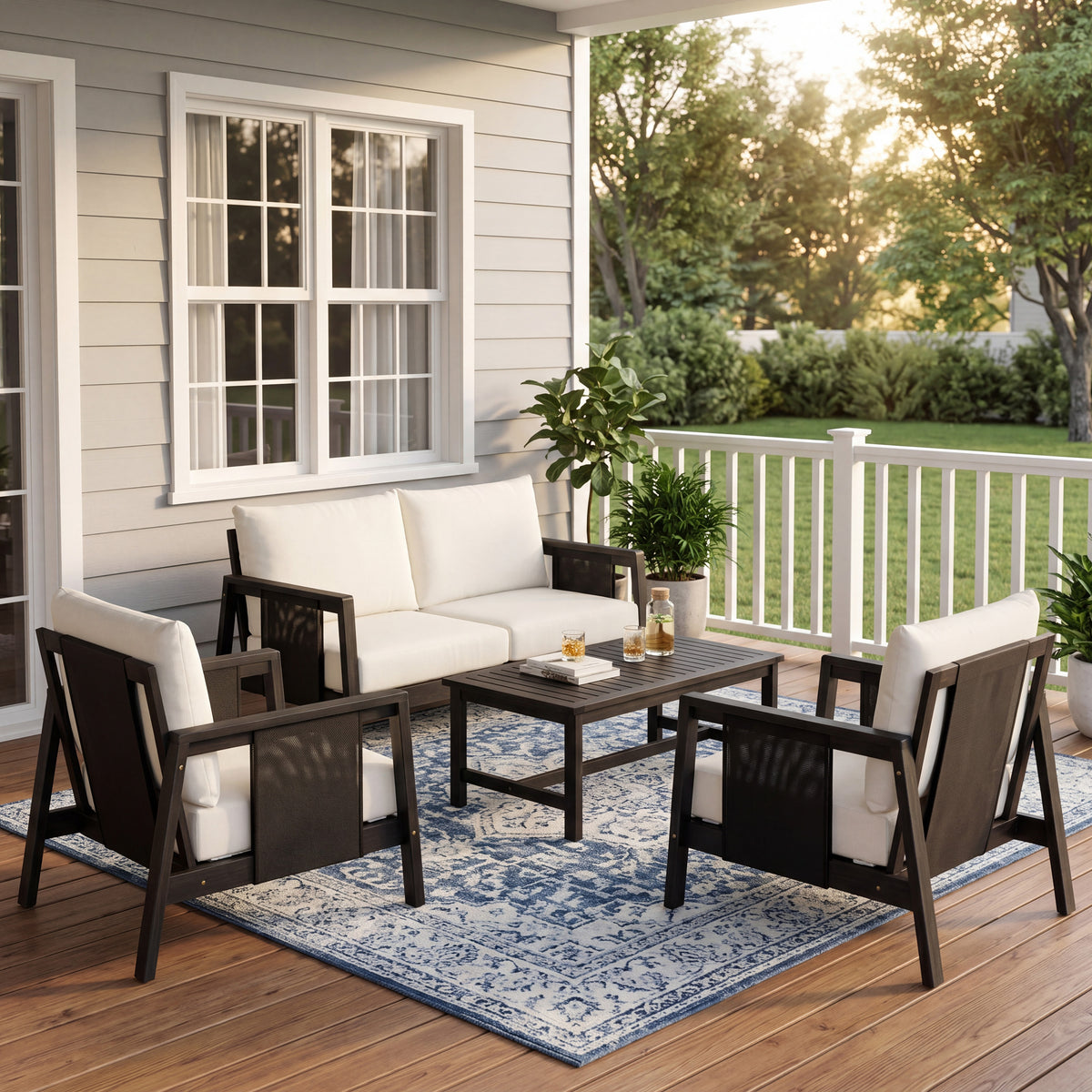 4-Piece Outdoor Sofa Set with Cushions