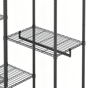 Heavy Duty Garment Rack With 8 Adjustable Wire Shelves And 5 Clothes Rails, Freestanding Closet Organizer Metal - Black