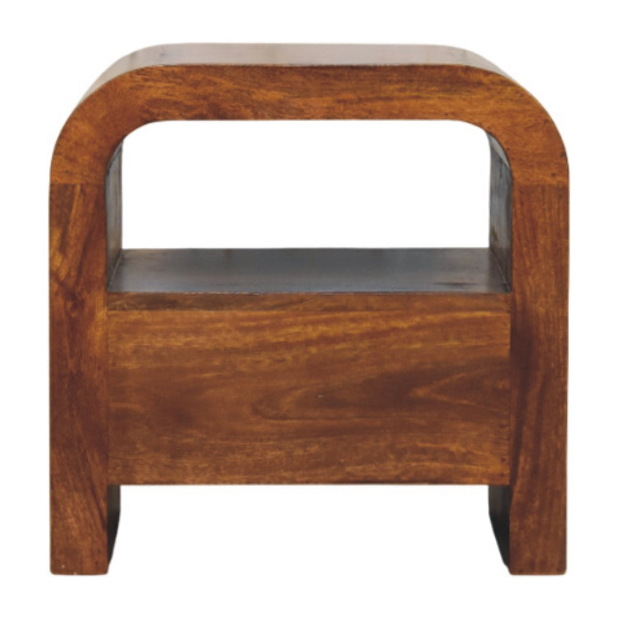 Solid Wood Darcy Nightstand, 1 Drawer and Open Shelf, Chestnut