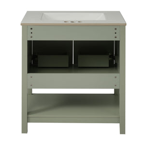 Elegant Bathroom Vanity With Ceramic Sink And Versatile Storage