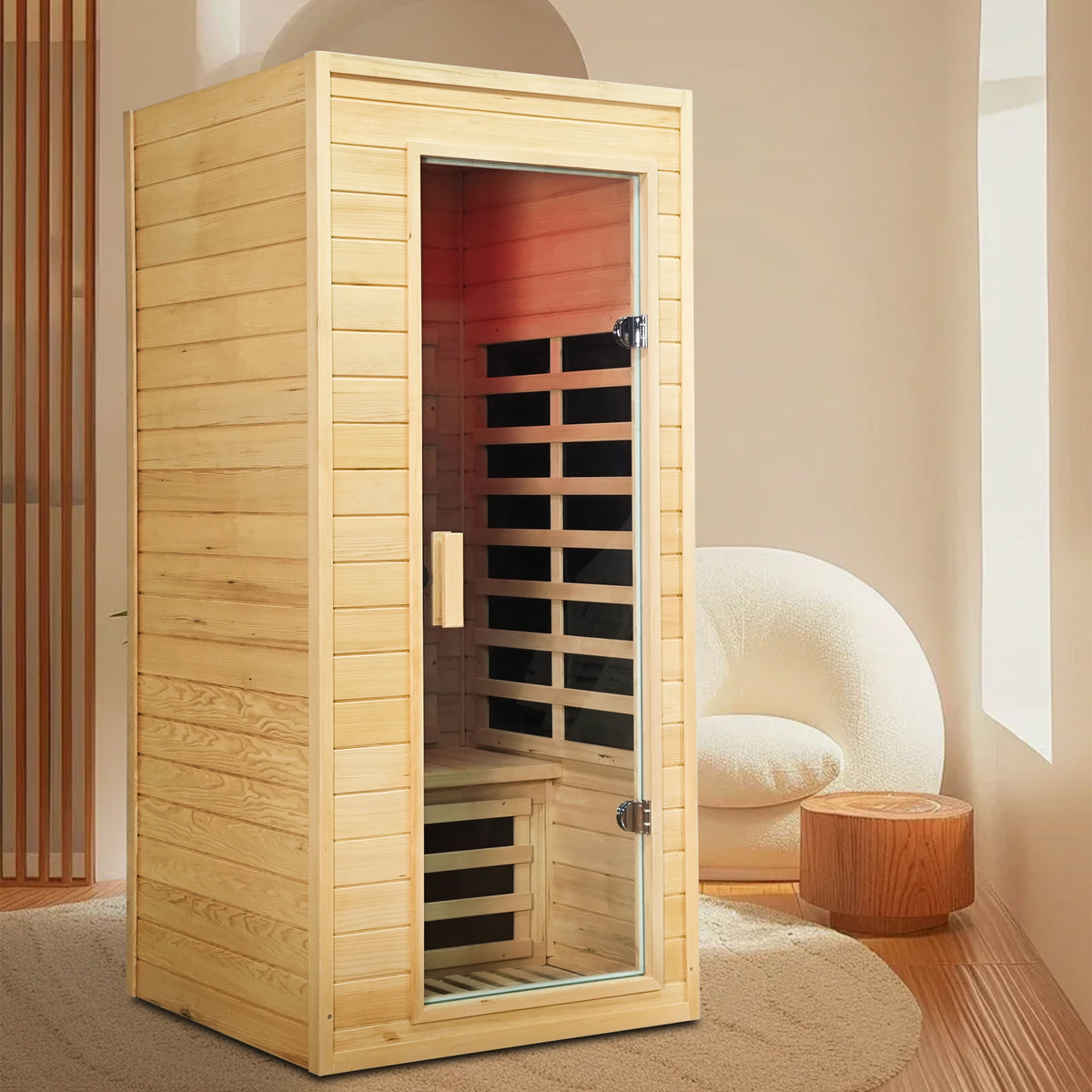 Hemlock Wood One-Person Indoor Sauna Room