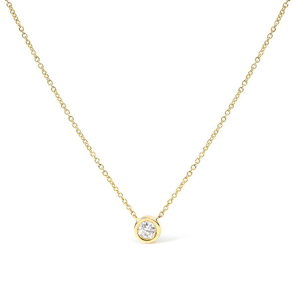 2 Micron 14K Rose Gold Plated Sterling Silver Bezel-Set Diamond Solitaire Pendant Necklace (1/3 cttw, H-I Color, I1-I2 Clarity)