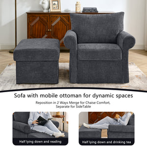 37.5" Accent Chair with Ottoman
