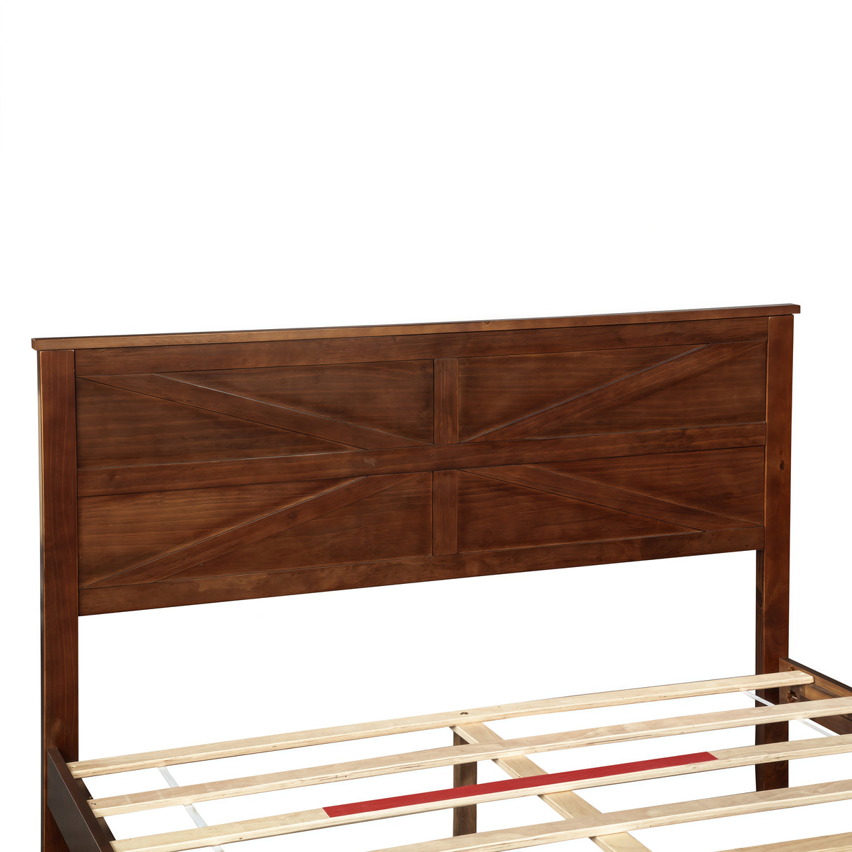 Farmhouse Style Queen Size Bed with Barn Door Headboard and Footboard