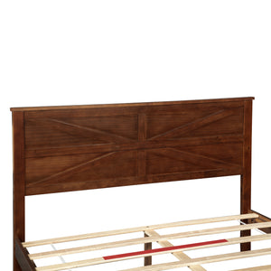 Farmhouse Style Queen Size Bed with Barn Door Headboard and Footboard