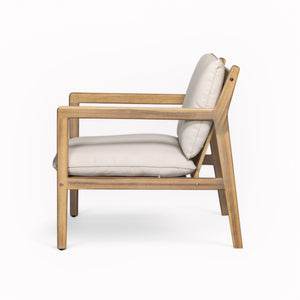 Outdoor Acacia Wood Armchair, Set of 2, Patio Club Chair with Cushions, Light Teak