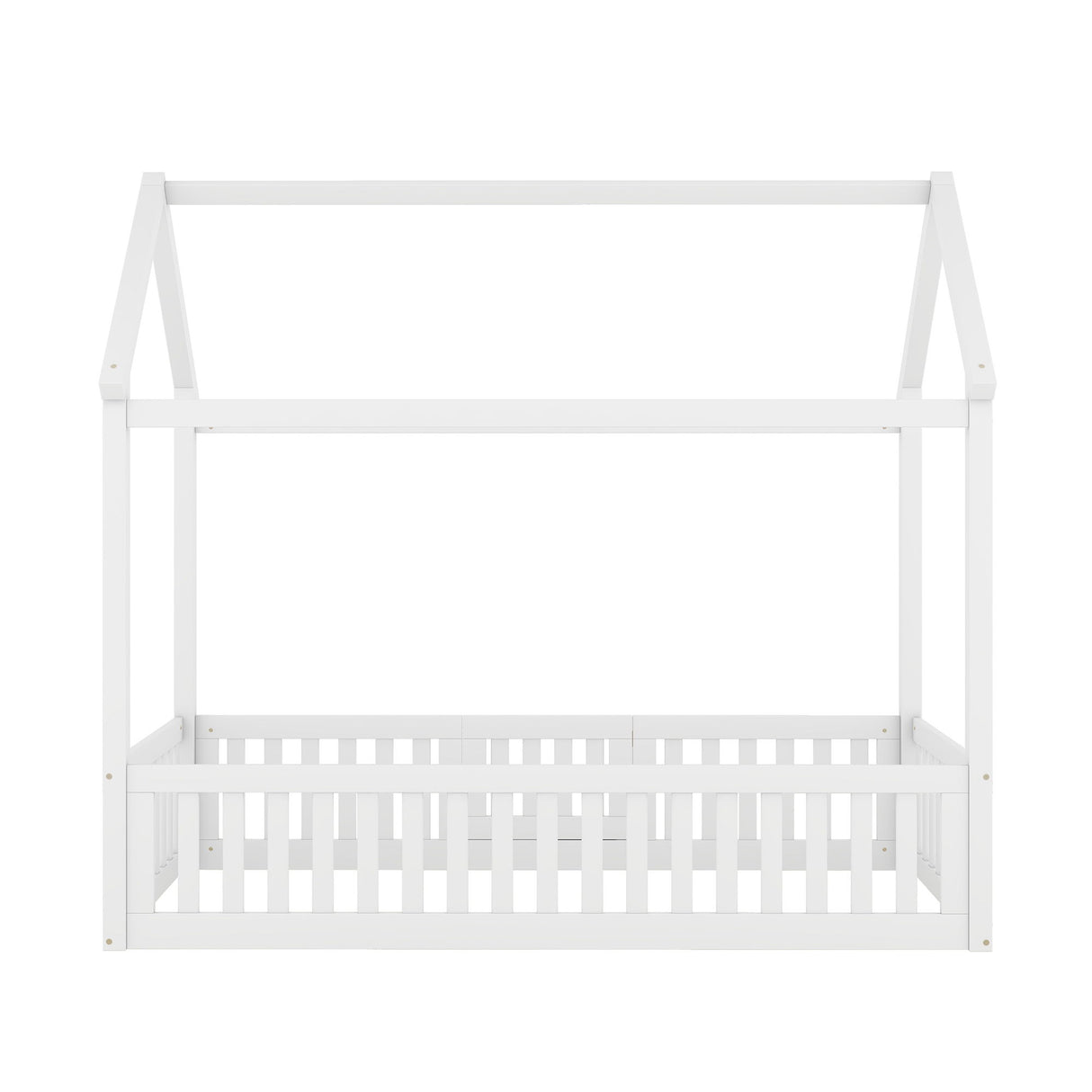 Wood House Bed With Fence And Door