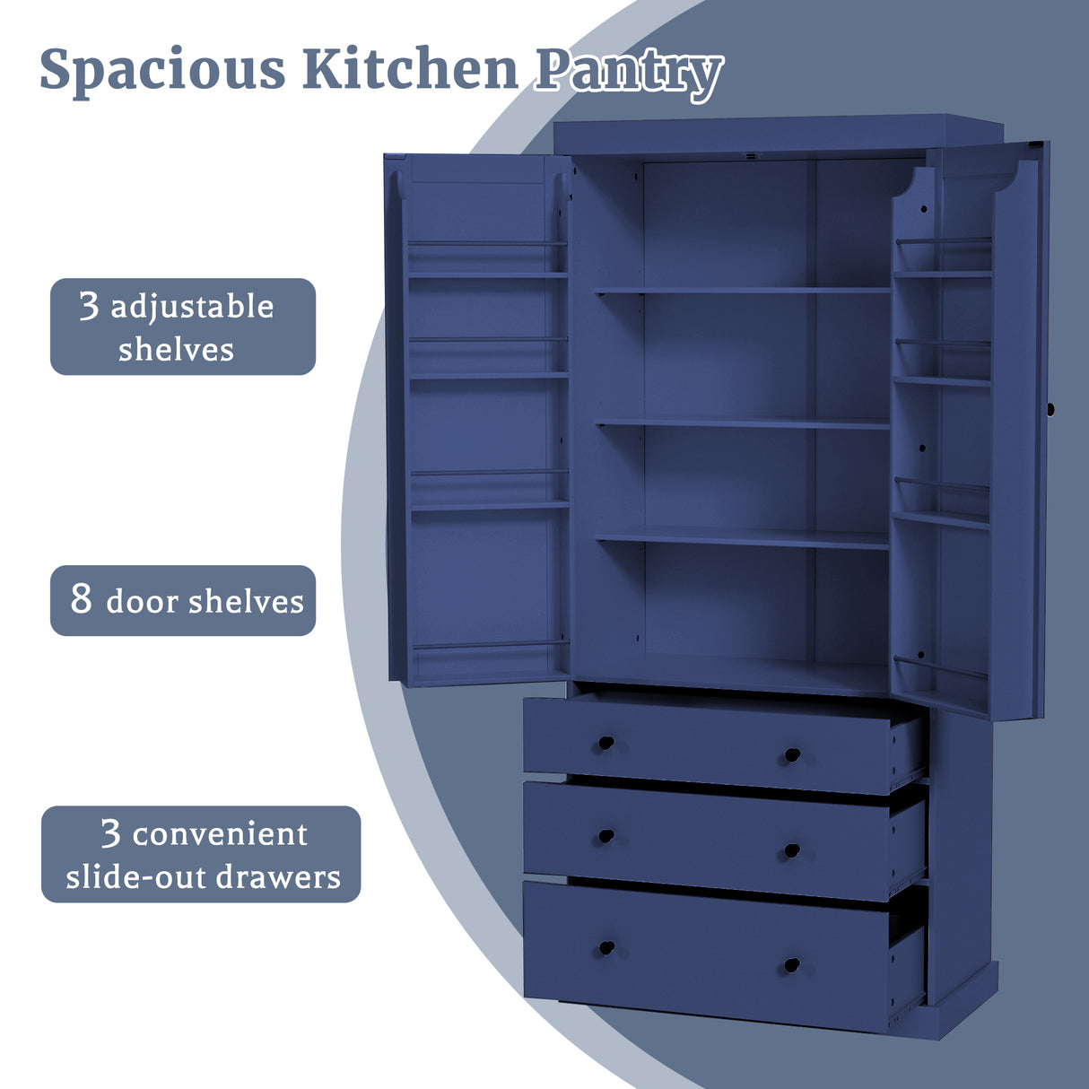 TOPMAX 77inch Farmhouse Kitchen Pantry