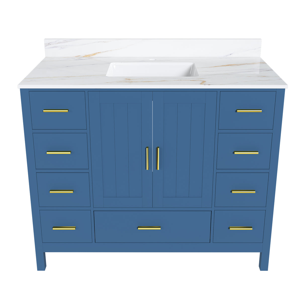 42" Modern Solid Wood Bathroom Vanity with Sink, 43" Carrara