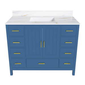 42" Modern Solid Wood Bathroom Vanity with Sink, 43" Carrara