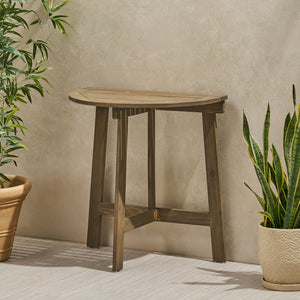 Outdoor Half-Round Folding Acacia Wood Bistro Table