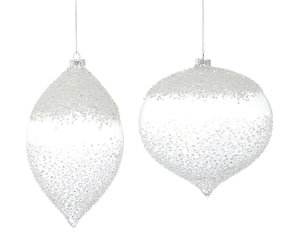 White Beaded Glass Ornament (Set of 4)