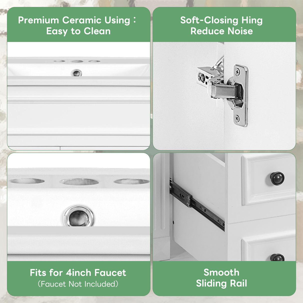 Bathroom Vanity With Sink, Compact Cabinet & 2 Drawers And Adjustable Shelf