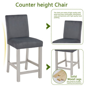 5 Pieces Counter Height Table Set, Kitchen Table With Square Table And 4 Upholstered Chairs