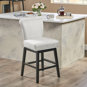 Quicksilvered - Upholstered Swivel Counter Stool With Wood Legs - Beige