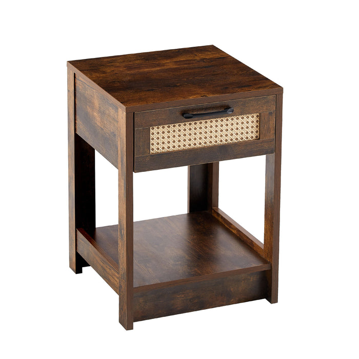 Modern Rattan Nightstand with Functional Drawer - Available in 3 Colors