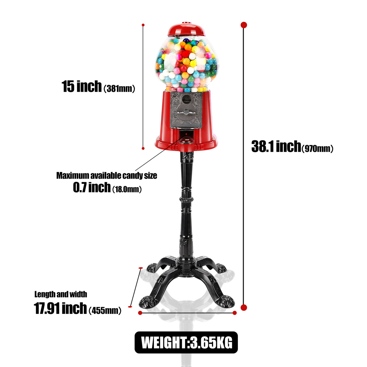 15 Inch Commercial Gumball Machine