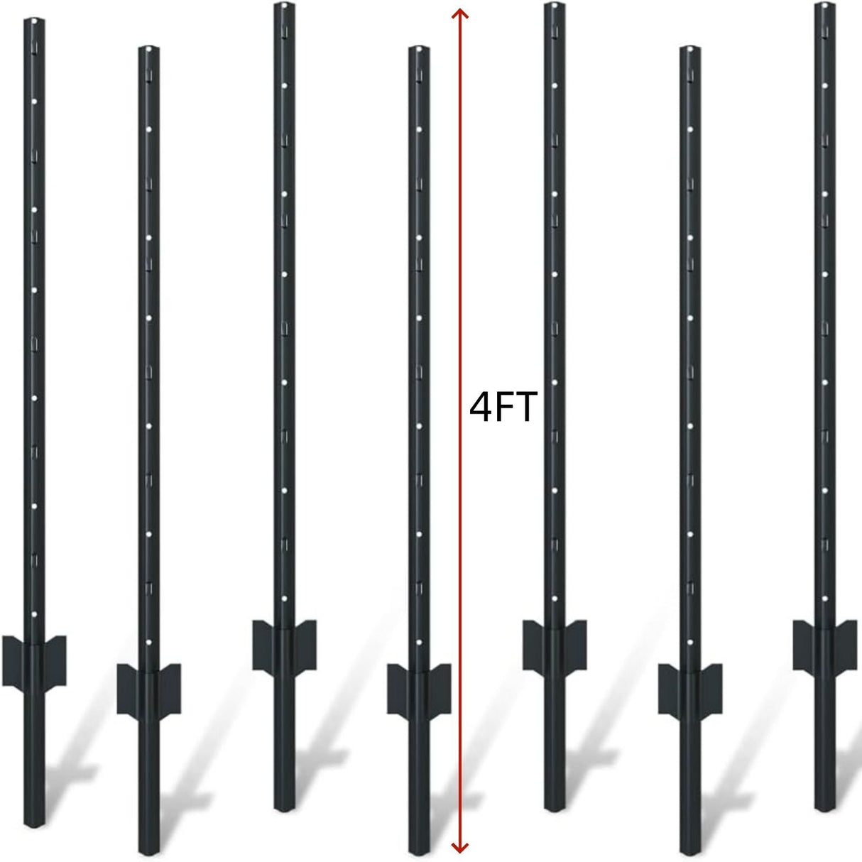 4 Foot U-Shaped Metal Garden Fence Posts Set for Wire Mesh Fencing