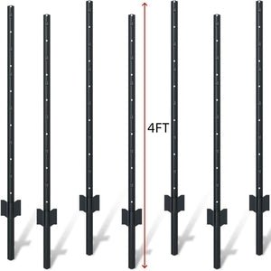 4 Foot U-Shaped Metal Garden Fence Posts Set For Wire Fencing