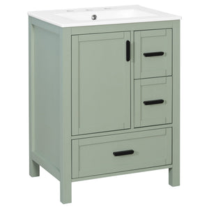 Bathroom Vanity With Sink, Soft-Close Doors, Double-Layer Shelf And 3 Drawers