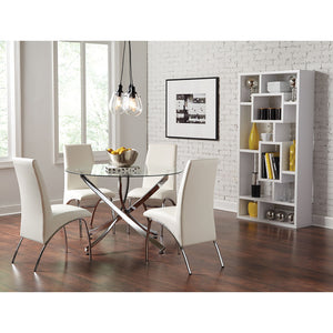 Geometric 10 Shelf Open Back Bookcase With Interlocking Shelves - White