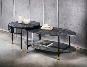 Silas - Engineered Stone Top Nesting Table - Black - Best Buy Furniture