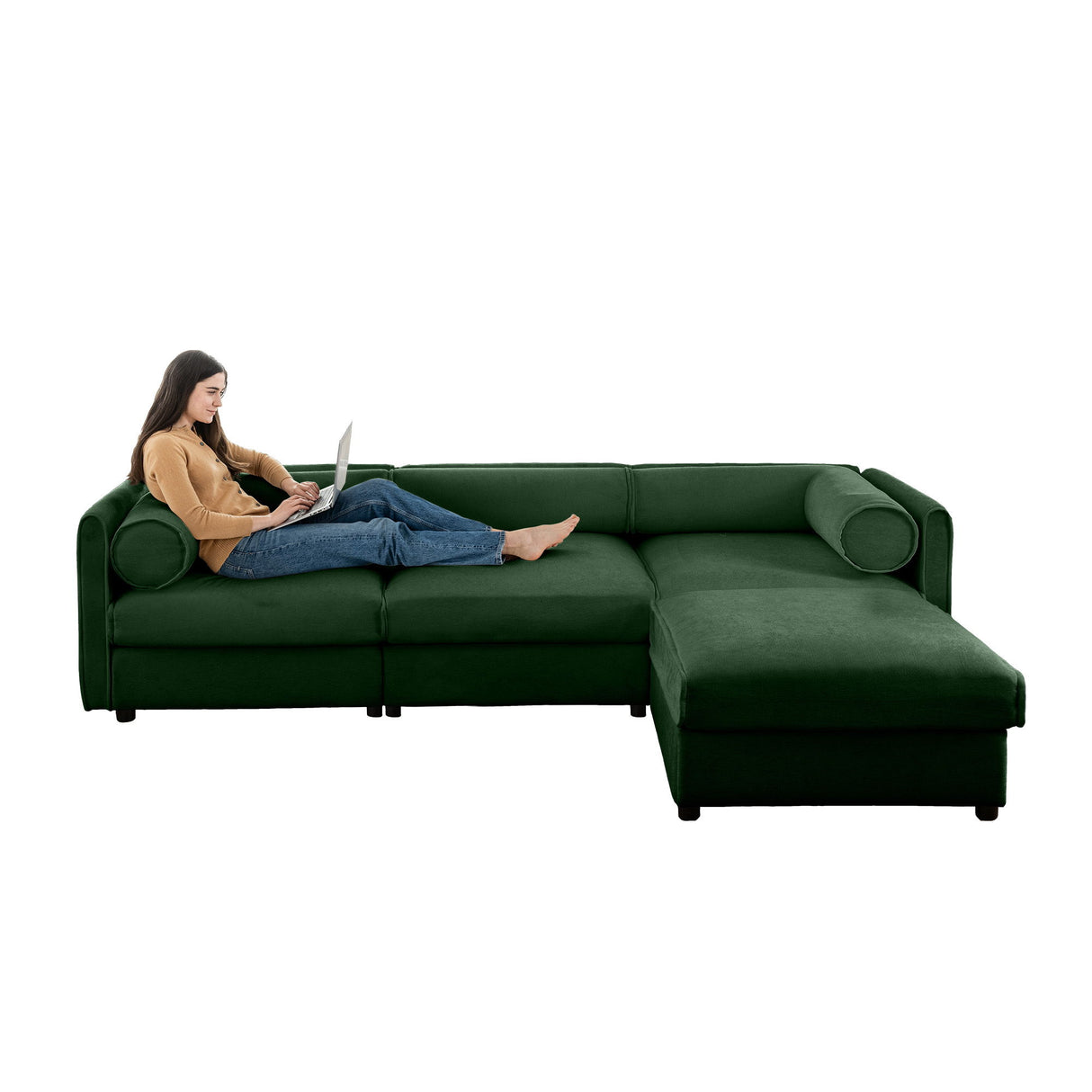 Contemporary Elegant Sofa With Storage And Ottoman