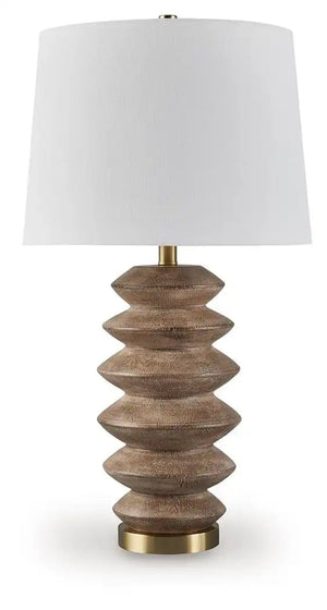 Jyllyard - Poly Table Lamp - Brown / Gold Finish - Best Buy Furniture