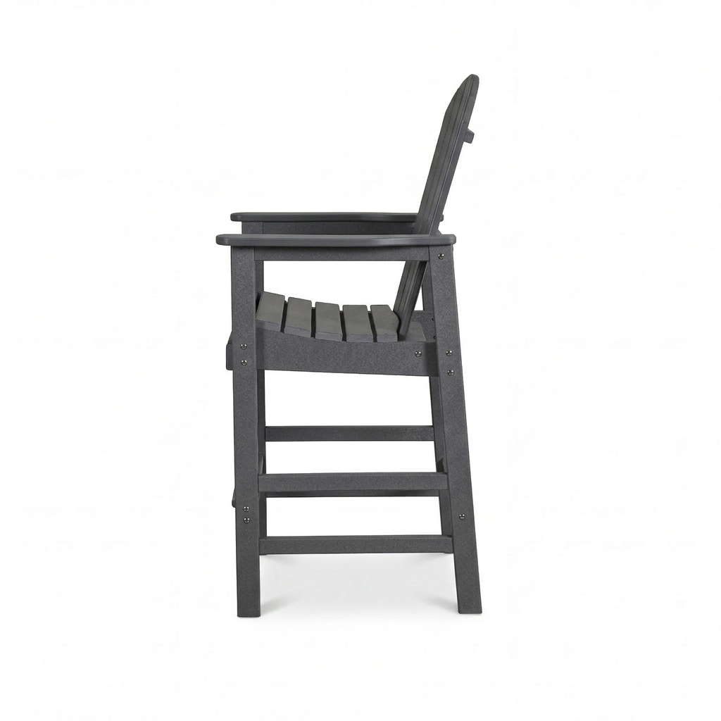 HDPE Bar Height Adirondack Chair with Cup Holder - Gray