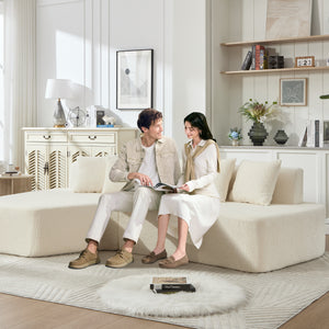 Compression Sectional Couch with Comfy Chaise