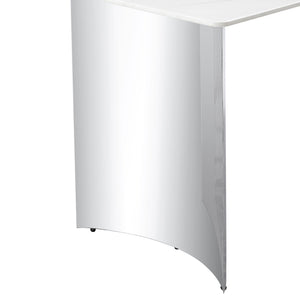 Modern Minimalist Dining Table With Marble Glass Top