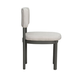 Dining Table Set With 6 Upholstered Chairs, Rectangular Table With Cutout Legs