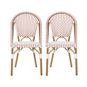Outdoor PE Rattan and Aluminum French Bistro Chairs, Set of 2, Rusted