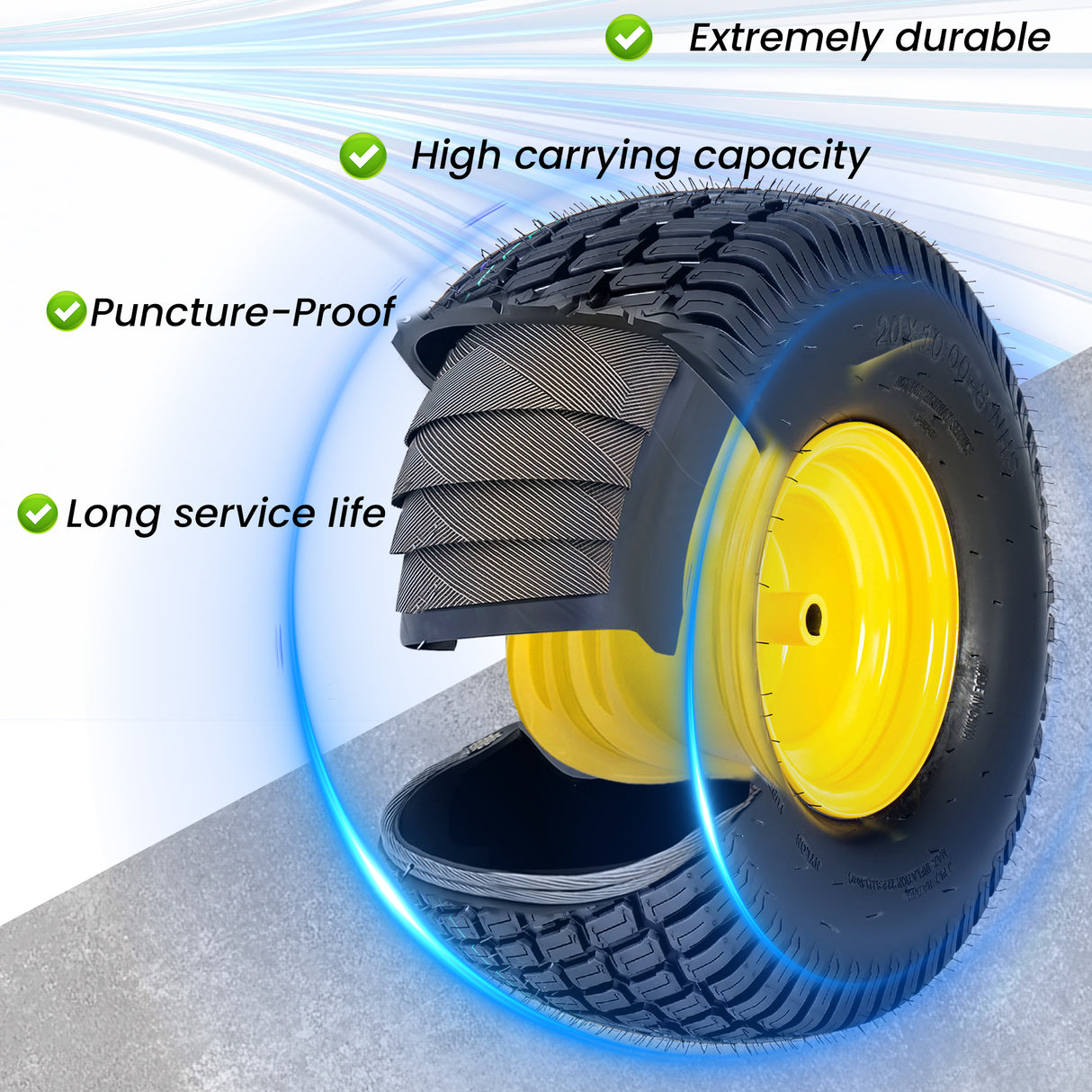 Set of 2 Lawn Mower Tires and Wheel Assembly
