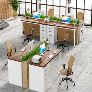 Computer Desk With 5 Drawers, Reversible Cabinet Design