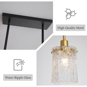 Chandelier 5 Light, Fixture Over Table - Black / Gold