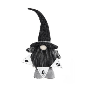 Set of 2 Black Fabric Gnomes with 'Boo' Banner