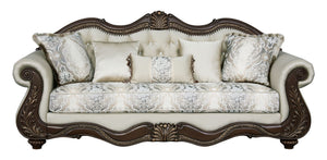 Pierce - Sofa With 5 Pillows - Beige / Cherry - Best Buy Furniture