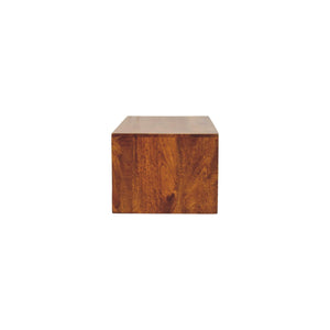 Solid Wood Lunar Wall-Mounted Media Unit, 2-Drawers, Chestnut