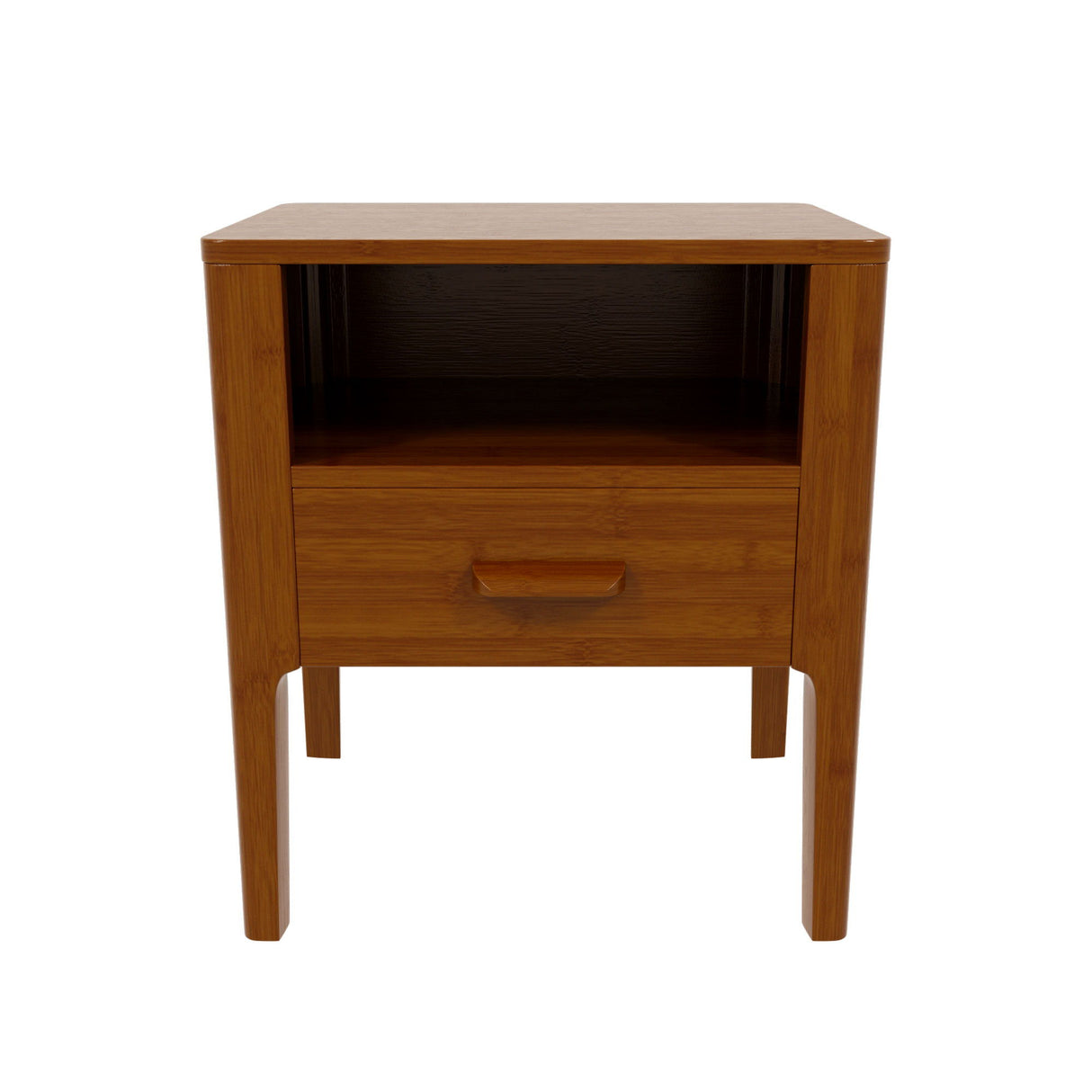 Nightstand With Drawer And Open Shelf - Brown