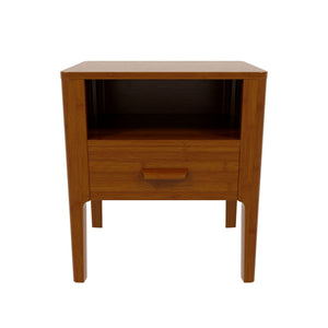 Nightstand With Drawer And Open Shelf - Brown