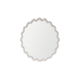 White Scalloped Round Wall Mirror