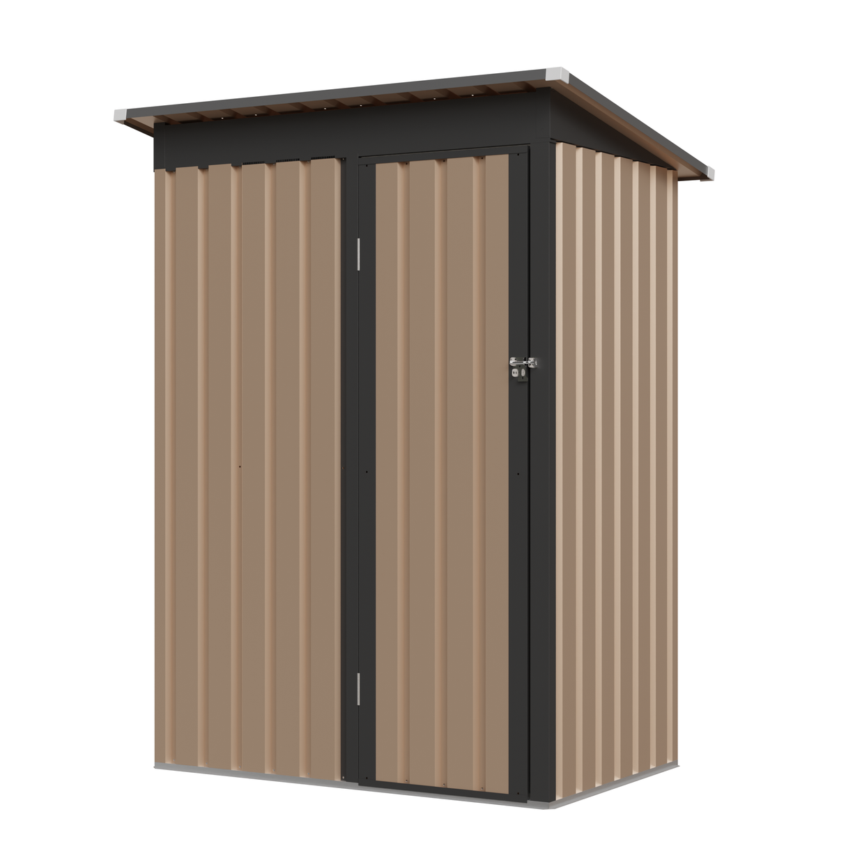 4.27FT x 2.42FT Metal Garden Shed 5 x 3 FT Pent Roof with Hinge Door