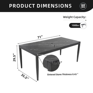 Outdoor Modern Patio Dining Table, Post Tapered Legs, Weatherproof & Rust Free