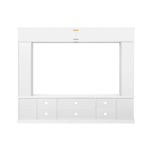 All-In-One Entertainment Center With Bookshelves & Tempered Glass Doors, TV Console Unit For Living Room