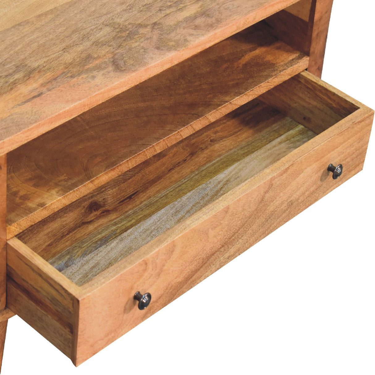 Solid Wood Mini Rounded Entertainment Unit, Nordic Legs