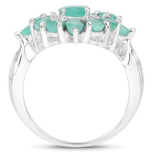 2.37 Carat Genuine Emerald .925 Sterling Silver Ring