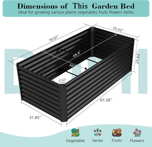 6x3x2ft Galvanized Raised Garden Bed