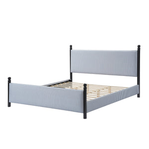 48-inch Striped Rubberwood Upholstered Bed, King